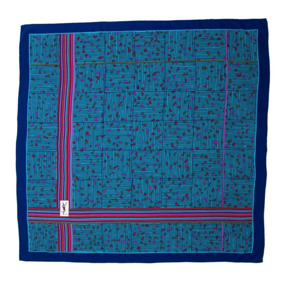 Yves Saint Laurent Blue and Pink Scarf